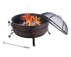 31" steel cauldron fire pit metal outdoor fire pit wood burning