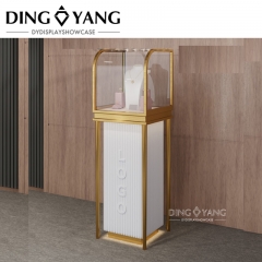 Glossy White Golden Jewelry Display Cases