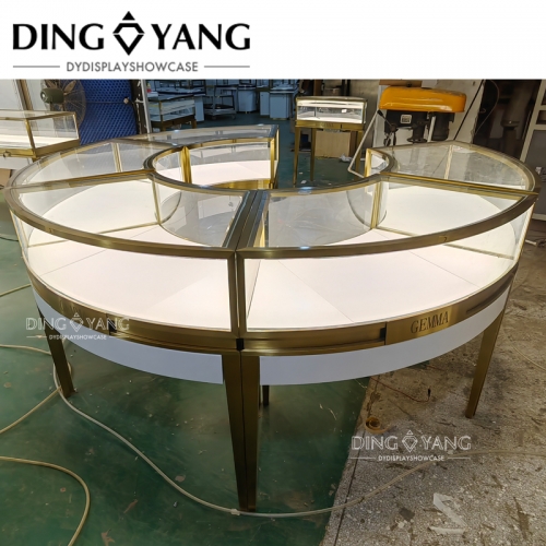 Round Gold Jewellery Shop Counter Design