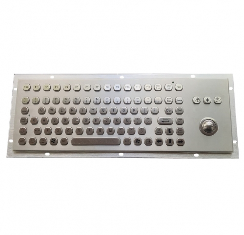 IP65 waterproof stainless steel keyboard with integrated trackball mouse
