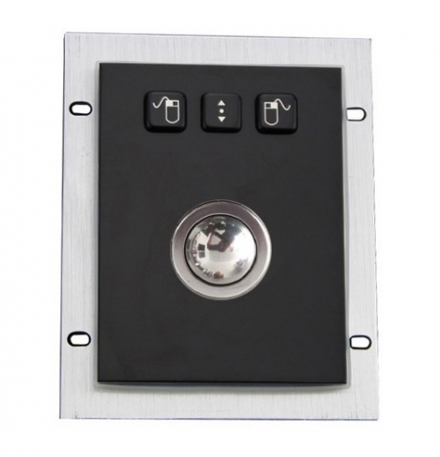 IP66 waterproof black electroplated stainless steel trackball in panel mounted solution