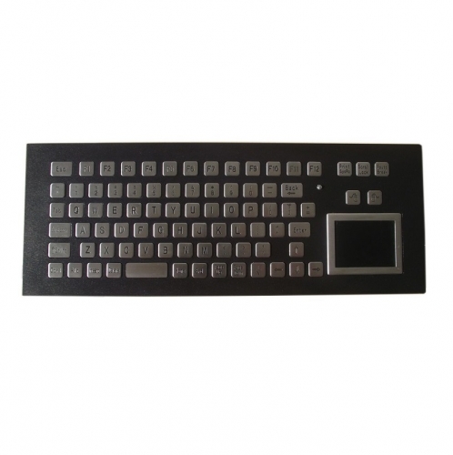 IP66 waterproof black electroplated stainless steel panel mounted keyboard with integrated touchpad mouse