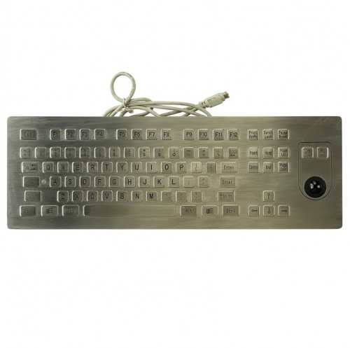 IP66 waterproof stainless steel panel mounted keyboard with integrated trackball mouse