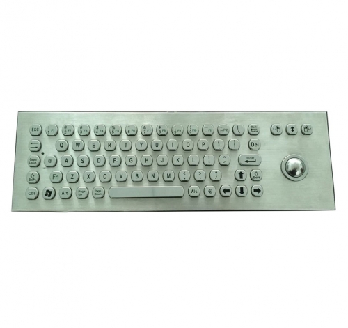 IP66 waterproof stainless steel keyboard with integrated trackball mouse