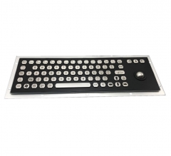 IP66 waterproof black electroplated stainless steel keyboard with integrated trackball mouse