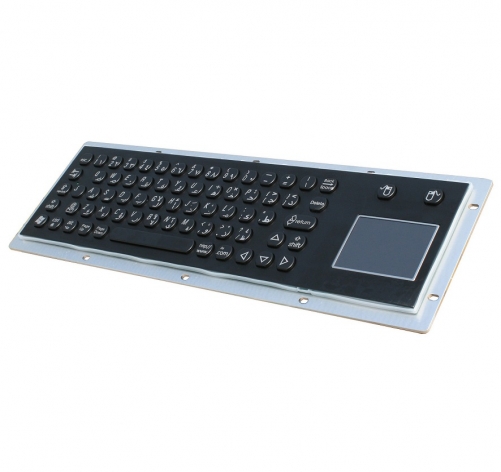 IP66 waterproof black electroplated stainless steel keyboard with integrated touchpad mouse