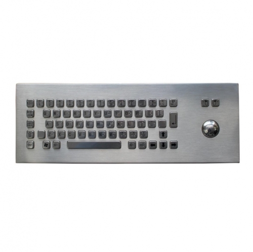 IP65 waterproof desktop stainless steel braille dot layout keyboard with integrated trackball mouse