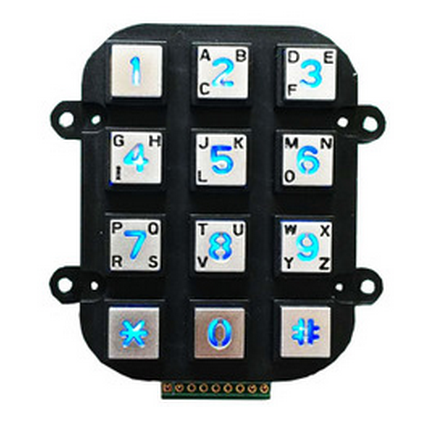 IP65 waterproof backlight dye-casting numeric keypad in black color panel