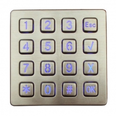 IP65 waterproof stainless steel backlight keypad