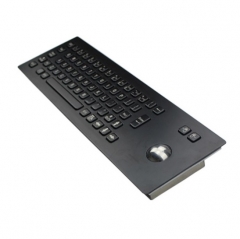 IP65 waterproof black electroplated stainless steel keyboard with integrated trackball mouse