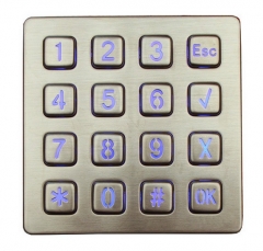 IP65 waterproof stainless steel backlight keypad