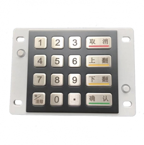 IP66 waterproof stainless steel encryption keypad with black electroplated panel