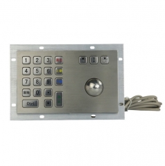 IP65 waterproof stainless steel trackball with integrated numeric keypad