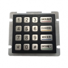 IP66 waterproof stainless steel numeric keypad in black electroplated panel