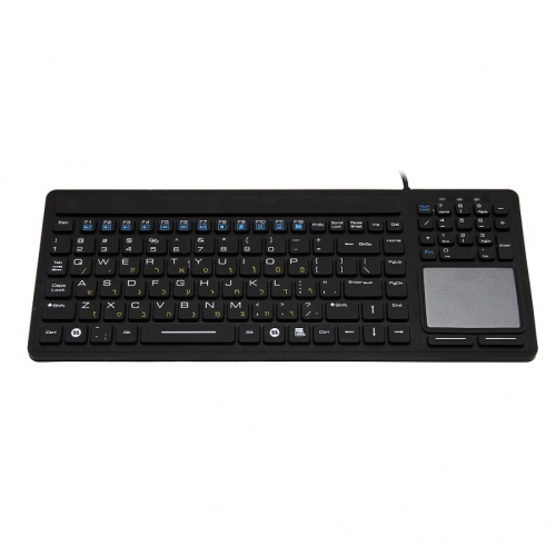 IP68 waterproof rugged silicone keyboard with integrated touchpad mouse