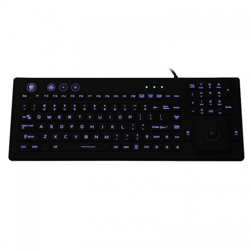 IP67 waterproof backlight silicone keyboard with integrated trackball mouse
