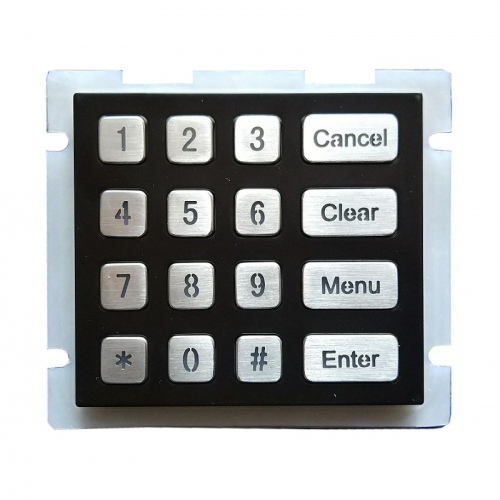 IP67 waterproof stainless steel backlight keypad in black electroplated panel