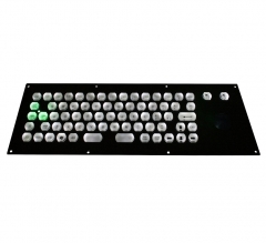 IP66 waterproof stainless steel backlight keyboard with integrated trackball mouse in black eletroplated panel