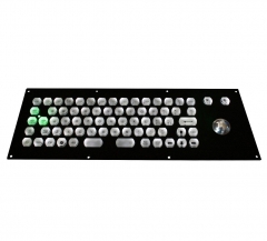 IP66 waterproof stainless steel backlight keyboard with integrated trackball mouse in black eletroplated panel