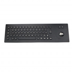 IP65 waterproof black electroplated stainless steel keyboard with integrated trackball mouse