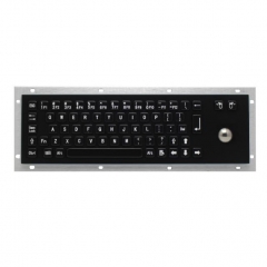 IP65 waterproof black electroplated stainless steel keyboard with integrated trackball mouse