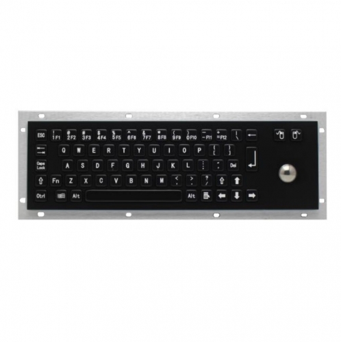 IP65 waterproof black electroplated stainless steel keyboard with integrated trackball mouse