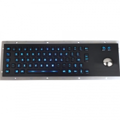 IP65 waterproof black electroplated stainless steel backlight keyboard with integrated trackball mouse