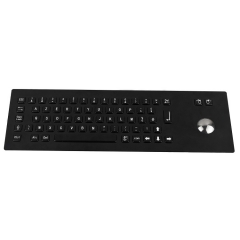 IP65 waterproof black electroplated stainless steel keyboard with integrated trackball mouse