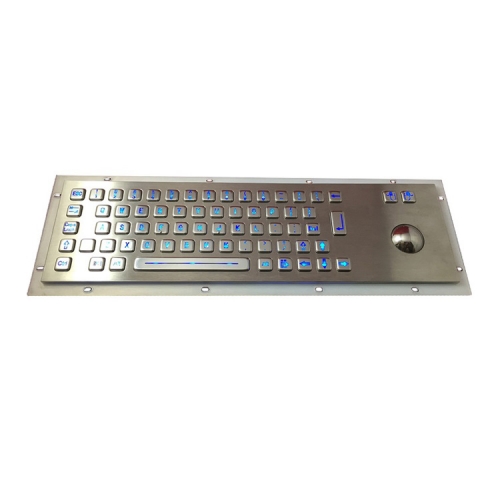 IP65 waterproof stainless steel backlight keyboard with integrated trackball mouse