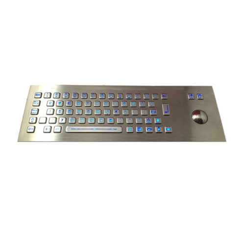 IP65 waterproof stainless steel backlight keyboard with integrated trackball mouse