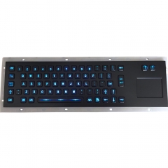 IP65 waterproof black electroplated stainless steel backlight keyboard with integrated touchpad mouse