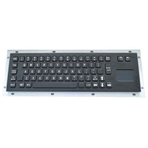 IP65 waterproof black electroplated stainless steel keyboard with integrated touchpad mouse