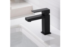 Black Square Deck Mounted Basin Sink Faucet Hot & Cold Mixer Bathroom Tap Single Handle