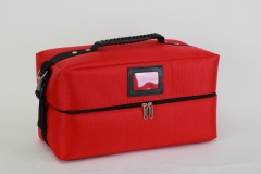 Red professional makeup case large oxford makeup bag with 4 trays.