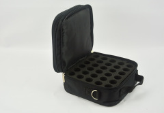 Black cosmetic storage bag with foam for 48 slot essential oil