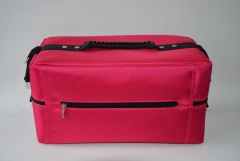 Red professional makeup case large oxford makeup bag with 4 trays.