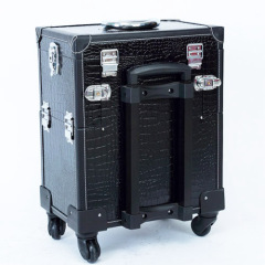 Beauty makeup trolley case with crocodile leather cosmetic storage luggage black