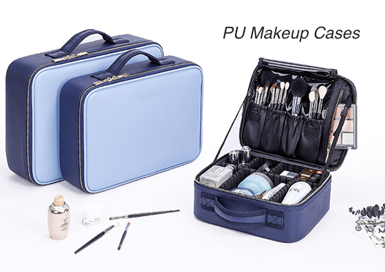 Blue PU makeup cases with 3 sizes