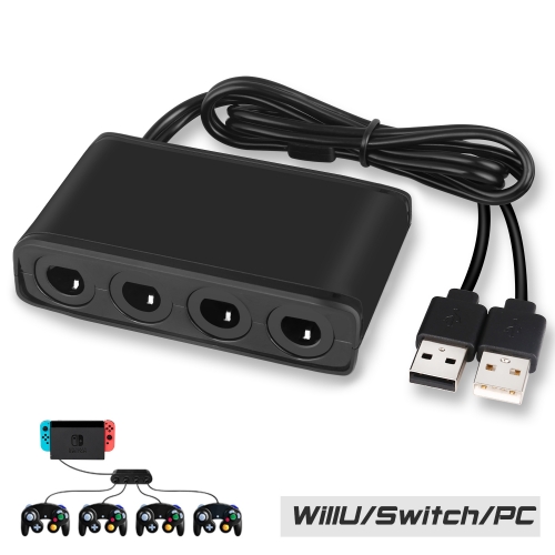 [3 IN 1] KINGTOP GameCube Controllers Converter Adapter with 4 Ports Portable Inputs for Nintendo Switch, Wii U, PC