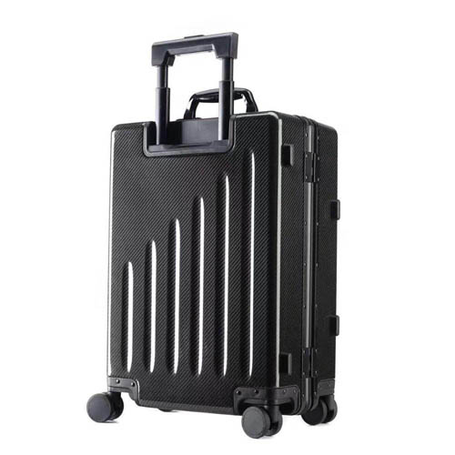 WISE Carbon Fiber Black Suitcase Wheeled Carry-On