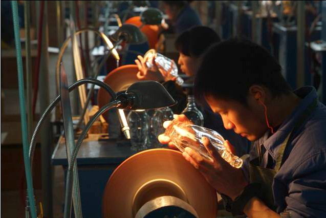 Glass bottle engraving process