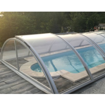 Cubierta de policarbonato marco de aluminio cerraduras de piscina