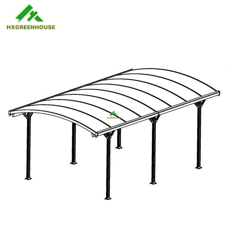 Single hollow PC carport 16x10FT HX-PB63008