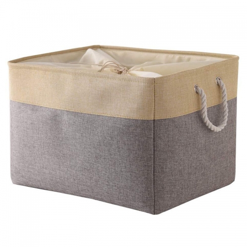 Grey Patchwork Fabric Storage basket（20.5L×15.7W×13.8H）
