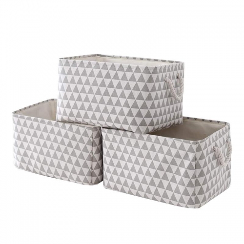 Gray White Triangle storage basket