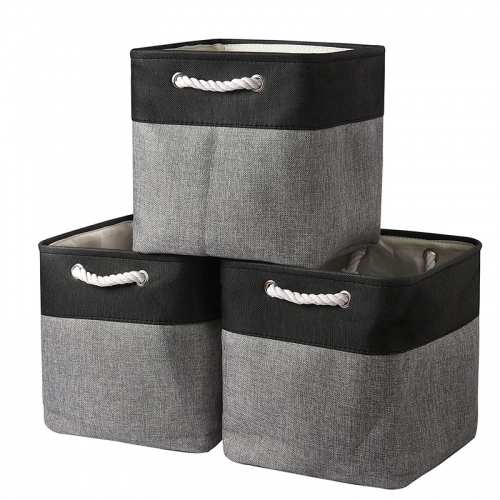 [3-Pack] Black Grey storage basket（11.8L×11.8W×11.8H）