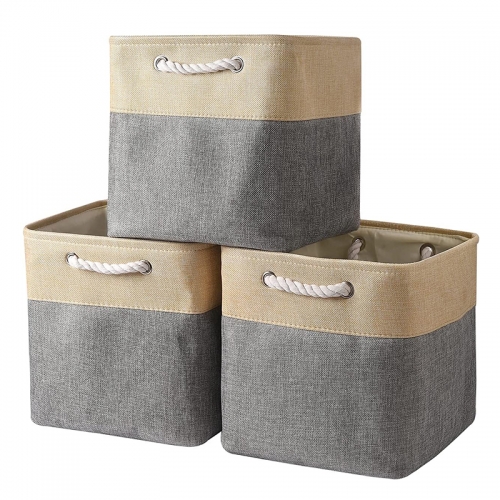 [3-Pack] Beige Gray storage basket （11.8L×11.8W×11.8H）