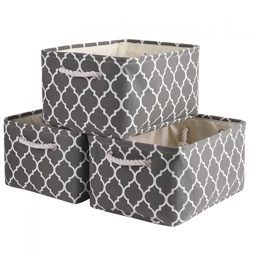 【3 Pack】Gray Lantern storage basket （15.7L*11.8W*8.3H）