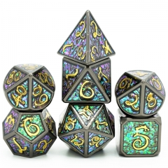 Black with Golden Font and Photosensitive Enamel Metal dice（Clouds Dragon ）