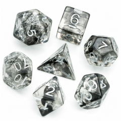 Black Swirl DND Dice（Sliver font）